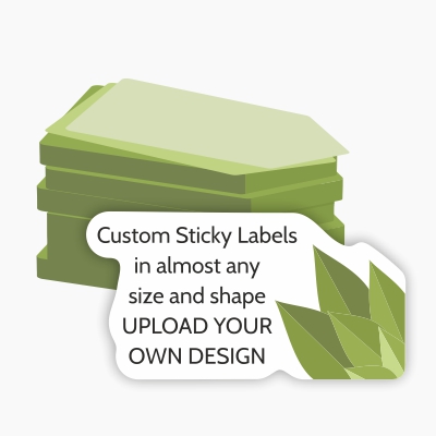 any shape vinyl sticky labels. upload your own design
